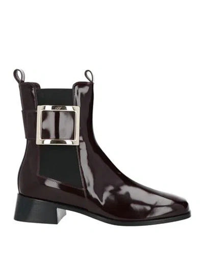 Roger Vivier Woman Ankle Boots Plum Size 7.5 Leather In Purple