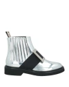 Roger Vivier Woman Ankle Boots Silver Size 8 Textile Fibers In Silver