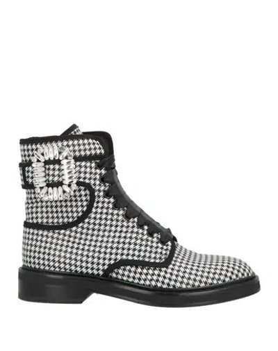 Roger Vivier Woman Ankle Boots White Size 8 Textile Fibers In Black