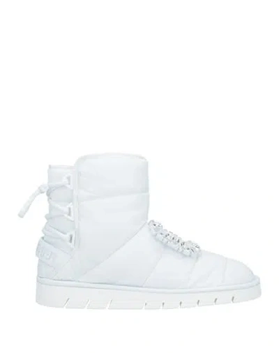 Roger Vivier Woman Ankle Boots White Size 8 Textile Fibers, Leather