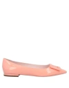 Roger Vivier Woman Ballet Flats Apricot Size 9.5 Soft Leather In Pink