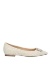 Roger Vivier Woman Ballet Flats Beige Size 8 Textile Fibers In Beige