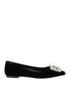 Roger Vivier Woman Ballet Flats Black Size 4.5 Textile Fibers In Multi