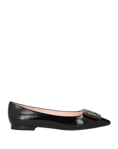 ROGER VIVIER ROGER VIVIER WOMAN BALLET FLATS BLACK SIZE 6.5 LEATHER