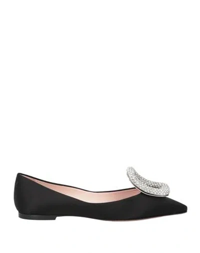 Roger Vivier Woman Ballet Flats Black Size 7.5 Textile Fibers