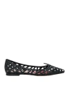 Roger Vivier Leather Point Toe Ballet Flats With Cut-out Details In Black
