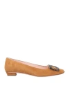 Roger Vivier Woman Ballet Flats Camel Size 5.5 Leather In Beige
