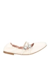 Roger Vivier Woman Ballet Flats Cream Size 7.5 Leather In White