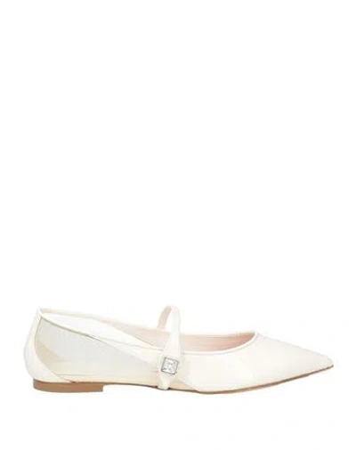Roger Vivier Woman Ballet Flats Cream Size 8 Leather, Textile Fibers In White