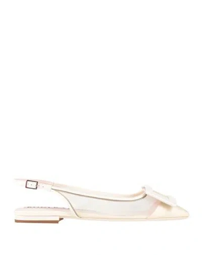 Roger Vivier Woman Ballet Flats Ivory Size 6.5 Textile Fibers, Leather In Animal Print