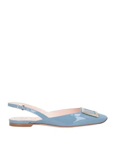 Roger Vivier Woman Ballet Flats Light Blue Size 7.5 Leather