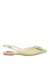 Roger Vivier Woman Ballet Flats Light Green Size 7 Textile Fibers In Green