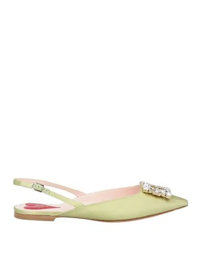 Roger Vivier Woman Ballet Flats Light Green Size 7 Textile Fibers
