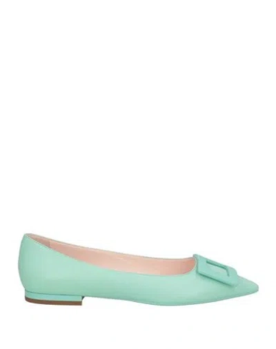 Roger Vivier Woman Ballet Flats Light Green Size 8 Leather