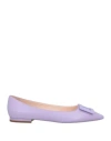 Roger Vivier Woman Ballet Flats Lilac Size 12 Leather In Purple
