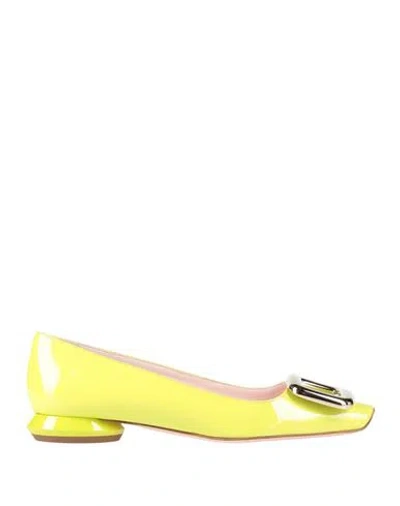 Roger Vivier Woman Ballet Flats Lime Green Size 7 Leather