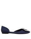 Roger Vivier Woman Ballet Flats Midnight Blue Size 12 Textile Fibers In Blue