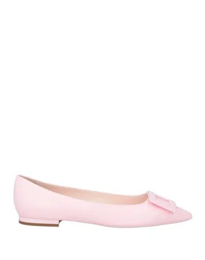 Roger Vivier Woman Ballet Flats Pink Size 12 Leather