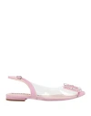 Roger Vivier Flache Slingback-schuhe Mit Spitzer Kappe Aus Tpu Mit Kristallverzierung In Pink