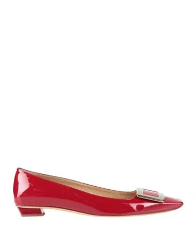 Roger Vivier Woman Ballet Flats Red Size 4.5 Soft Leather