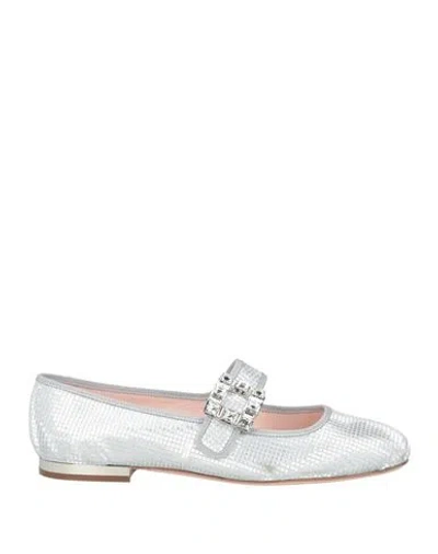 Roger Vivier Woman Ballet Flats Silver Size 4.5 Textile Fibers
