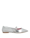 Roger Vivier Woman Ballet Flats Silver Size 8 Leather, Textile Fibers In Silver