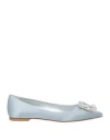 Roger Vivier Woman Ballet Flats Sky Blue Size 4 Textile Fibers