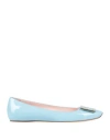 Roger Vivier Woman Ballet Flats Sky Blue Size 6 Soft Leather