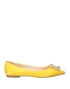 Roger Vivier Woman Ballet Flats Yellow Size 8 Textile Fibers In Multi