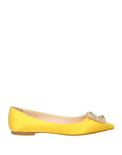 Roger Vivier Woman Ballet Flats Yellow Size 8 Textile Fibers In Multi