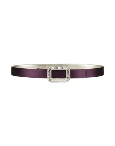 Roger Vivier Woman Belt Dark Purple Size 38 Leather, Textile Fibers