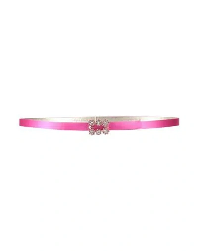 Roger Vivier Woman Belt Fuchsia Size 34 Leather, Textile Fibers In Pink