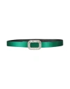 Roger Vivier Woman Belt Green Size 39.5 Leather, Textile Fibers