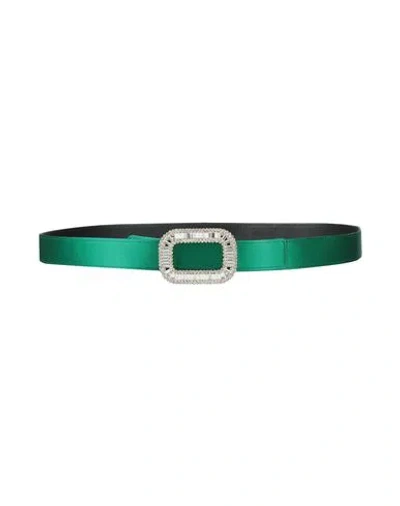 Roger Vivier Woman Belt Green Size 39.5 Leather, Textile Fibers