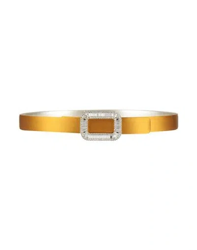 Roger Vivier Woman Belt Marigold Size 38 Leather, Textile Fibers In Yellow