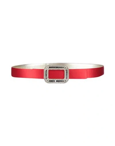 Roger Vivier Woman Belt Red Size 30 Leather, Textile Fibers