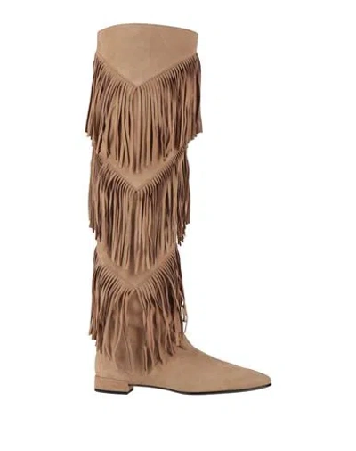 Roger Vivier Woman Boot Sand Size 8 Leather In Nude