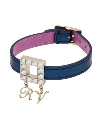 Roger Vivier Woman Bracelet Blue Size - Leather, Metal