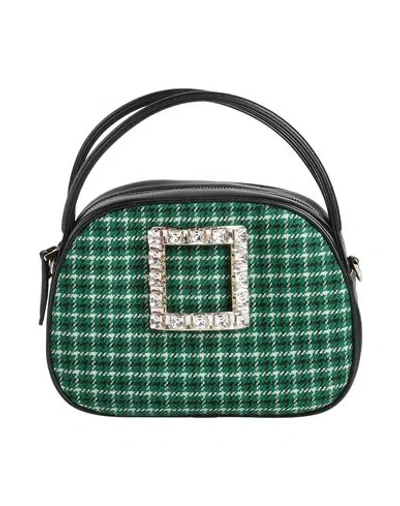 Roger Vivier Woman Handbag Green Size - Textile Fibers, Leather