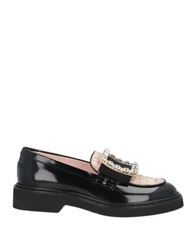 Roger Vivier Woman Loafers Black Size 5 Textile Fibers, Leather