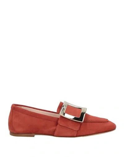 Roger Vivier Woman Loafers Brick Size 5.5 Leather In Red