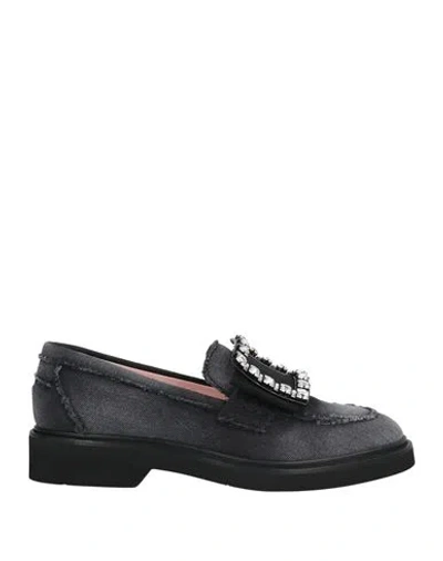 Roger Vivier Woman Loafers Charcoal Size 6.5 Textile Fibers In Gray
