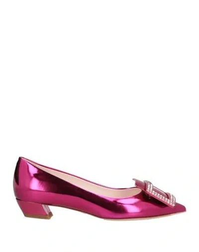 Roger Vivier Woman Loafers Fuchsia Size 6.5 Leather In Pink