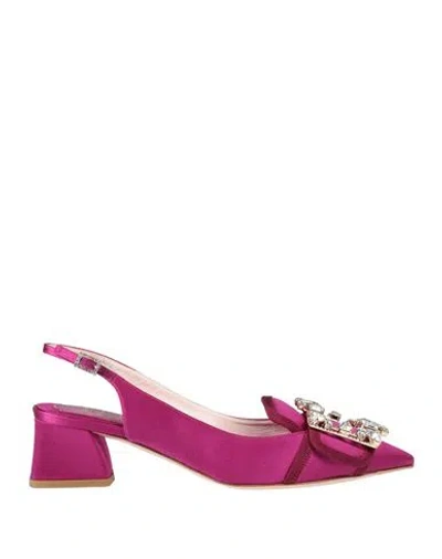 Roger Vivier Woman Loafers Garnet Size 8 Textile Fibers In Pink