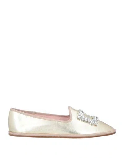 Roger Vivier Woman Loafers Gold Size 8 Leather, Textile Fibers
