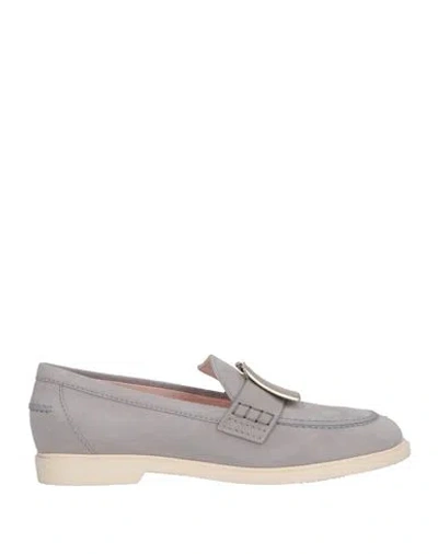 Roger Vivier Woman Loafers Light Grey Size 9 Leather In Gray