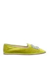 Roger Vivier Woman Loafers Acid Green Size 10 Textile Fibers