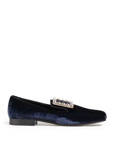 Roger Vivier Woman Loafers Midnight Blue Size 5 Textile Fibers