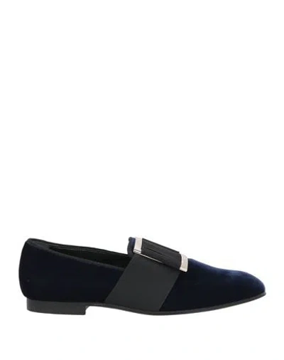 Roger Vivier Woman Loafers Midnight Blue Size 5.5 Textile Fibers In Black