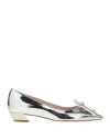 ROGER VIVIER ROGER VIVIER WOMAN LOAFERS SILVER SIZE 8 SOFT LEATHER